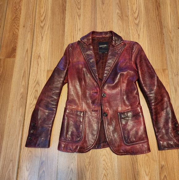 Omski Jackets & Blazers - Omski; Imaginator Women's Burgundy Leather Jacket Vintage